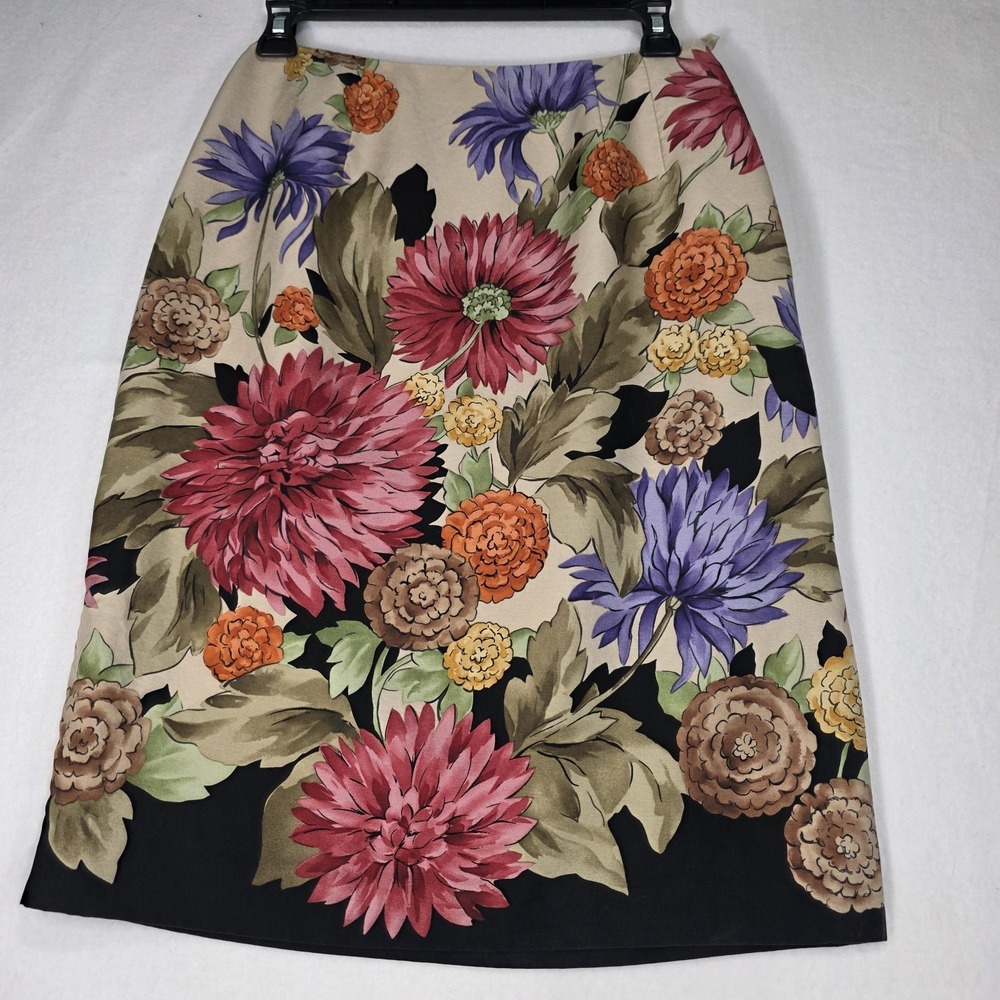 Woman's Vintage Talbots Petites Silk/Wool Floral Skirt‎ Size 4 Made In Korea